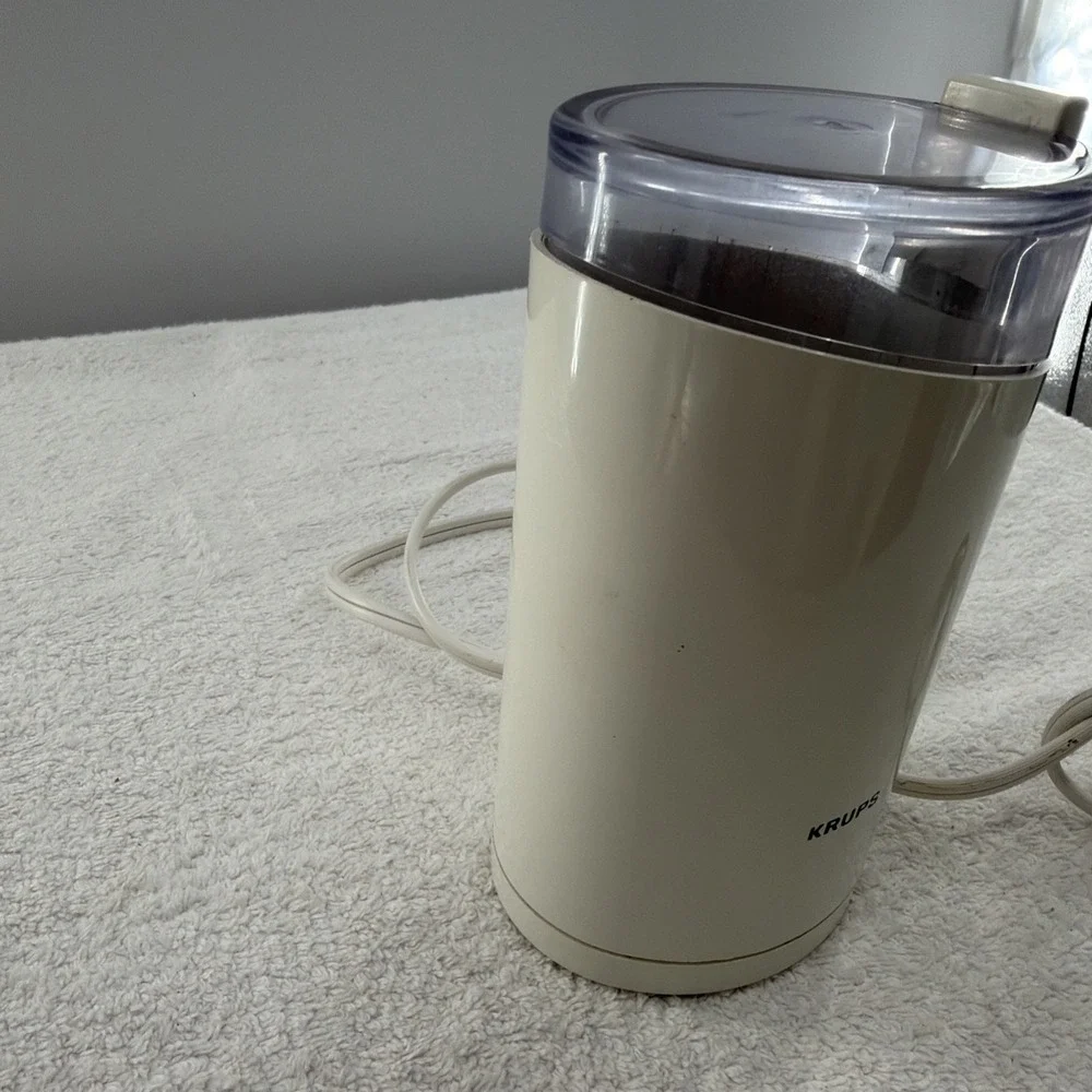Krups 203 One Touch Coffee Bean Spice Mill Grinder White Tested